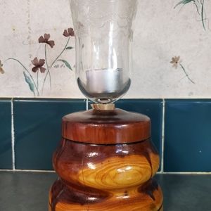 Cedar candle holder